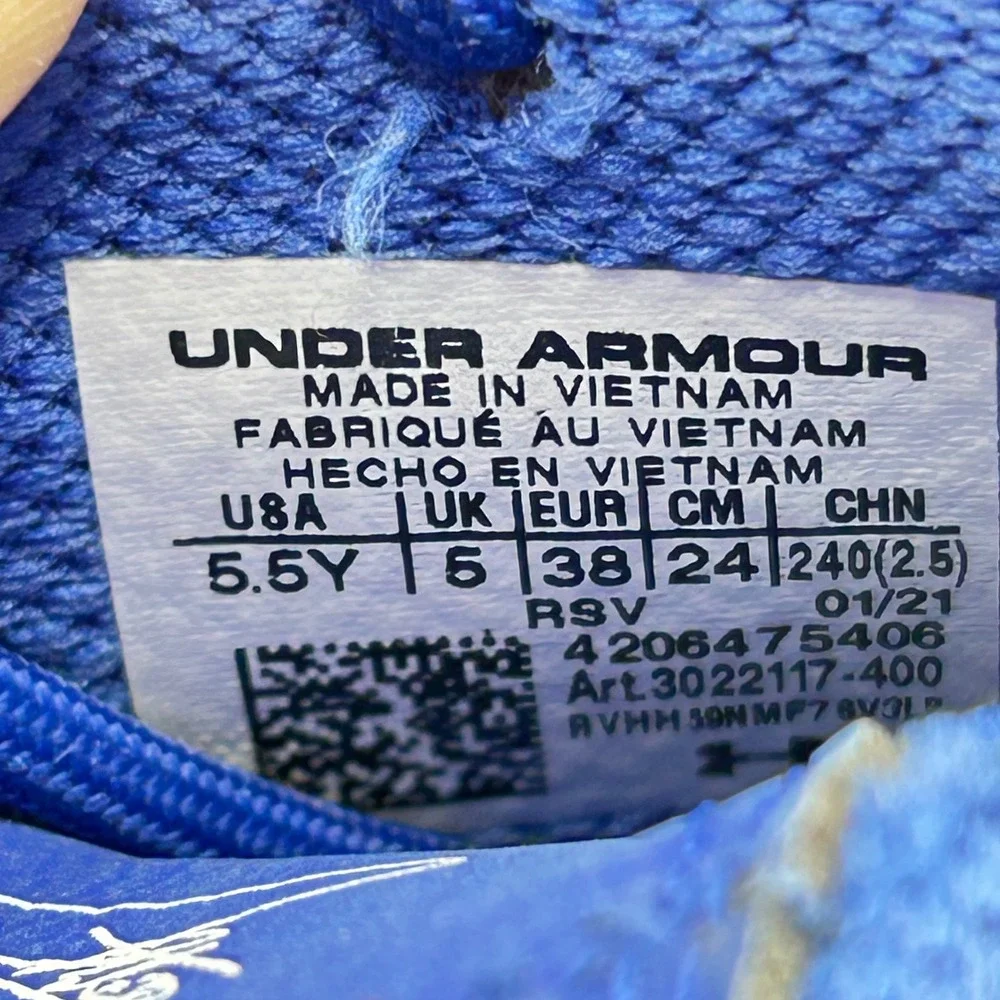 Under Armour Curry 3Zero Blue Grey Youth‎ Basketball Shoes 3022117-400 Size 5.5Y